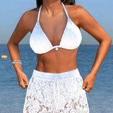Laluna® | Ensemble de bikini en dentelle unie élégant