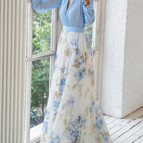 Madeleine | Robe maxi avec imprimé floral époustouflant et décolleté en V