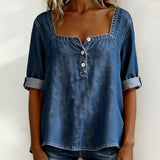Avélia™ | Chemise en denim avec col carré