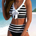 Laluna® | Bikini Rayé Taille Haute