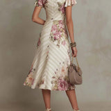 Margaret | Robe Midi Satinée Florale Vintage