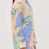 Amandine | Robe Courte Imprimée Feuilles Tropicales