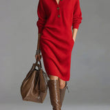 Nadia™ | Robe midi en tricot avec des boutons