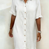 Anne™ | Robe en denim froncée
