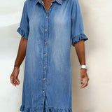 Anne™ | Robe en denim froncée