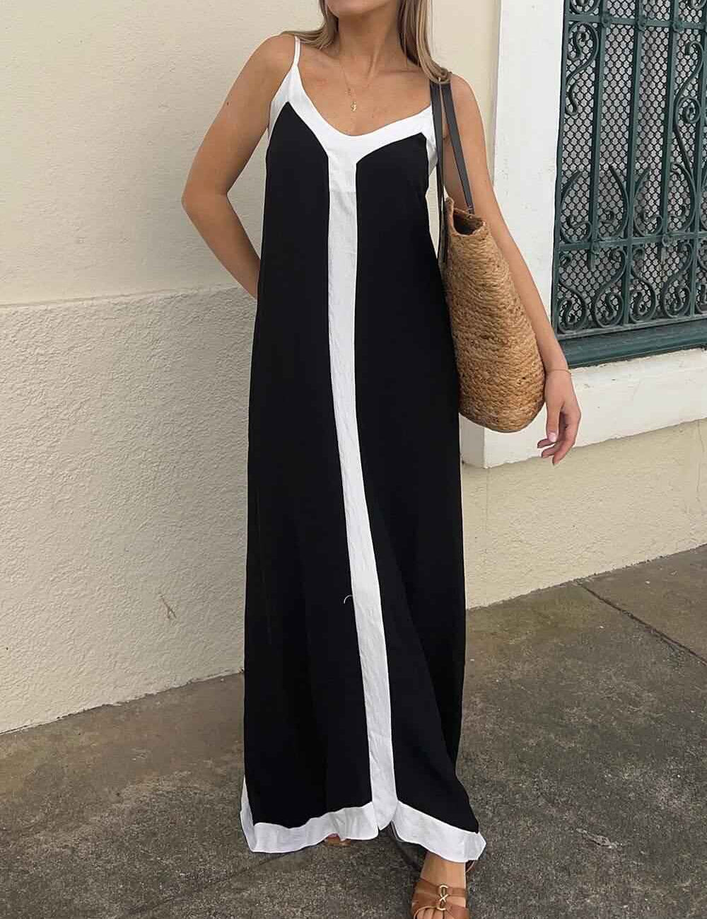 Nancy | Robe Midi Colorblock Style Lavechic Île