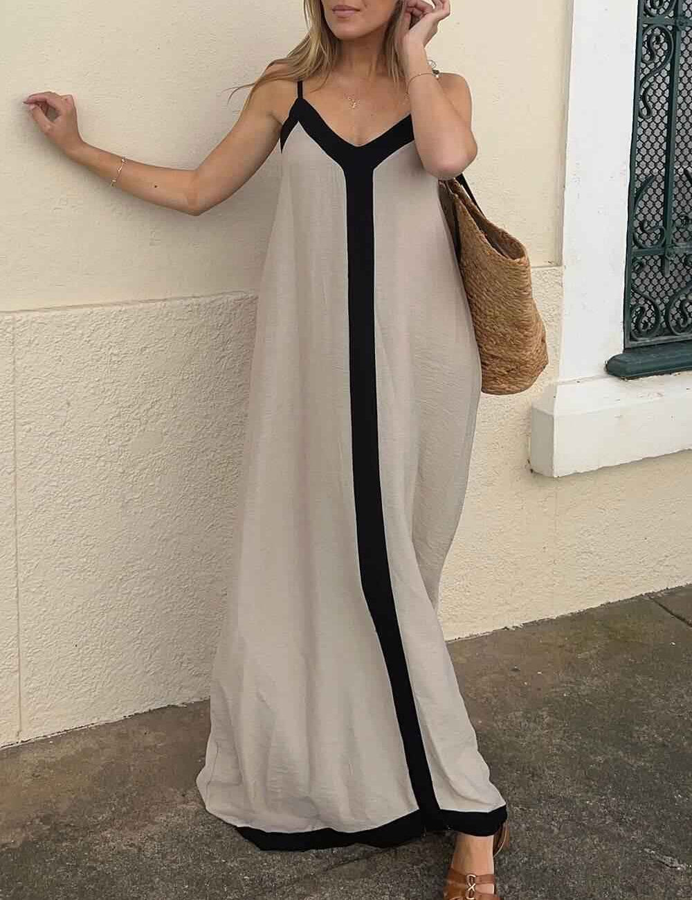 Nancy | Robe Midi Colorblock Style Lavechic Île