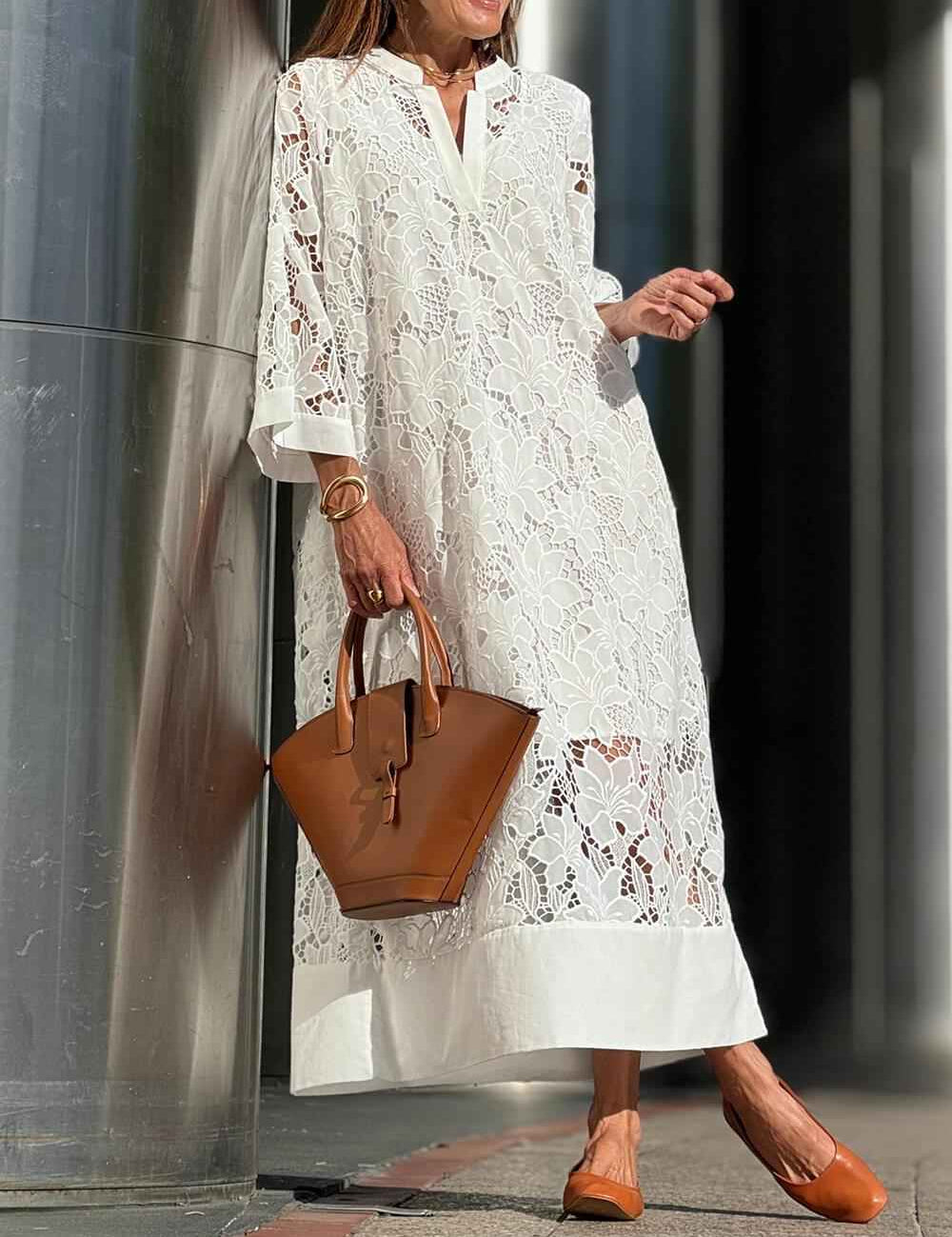 Willow | Robe Midi Décolleté en V Fleurs Glamour de Plage