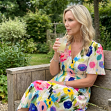 Mirabel | Robe midi à manches volantées et taille froncée avec imprimé floral