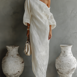 Robe en lin ivoire sans épaules