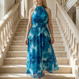 Sylin | Robe Midi à Encolure Halter Froncée