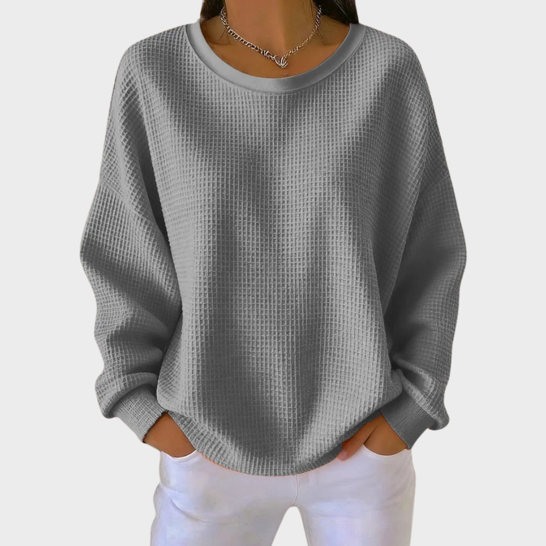 Nora | Pull en Coton Tricoté en Waffle d'Hiver avec Manches Longues