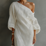 Robe en lin ivoire sans épaules