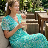 Juna | Robe midi à manches courtes avec imprimé floral délicat