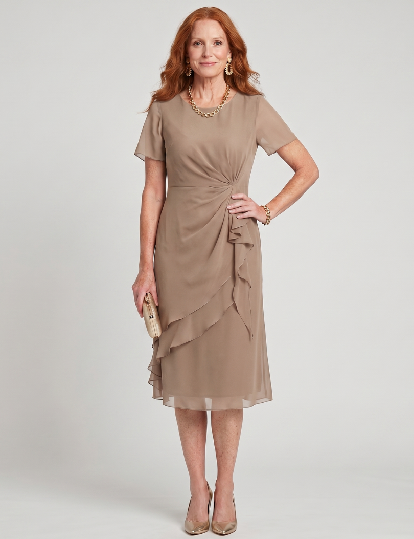 Eira | Robe midi à manches courtes et ourlet superposé