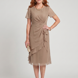 Eira | Robe midi à manches courtes et ourlet superposé