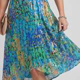 Mirabel | Robe midi à manches volantées et taille froncée avec imprimé floral