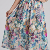 Candlia | Robe Midi à Manches Bouffantes et Imprimé Abstrait