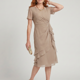 Eira | Robe midi à manches courtes et ourlet superposé
