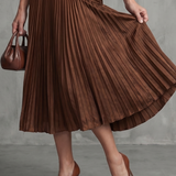 Théodora | Robe midi à taille plissée et rayures