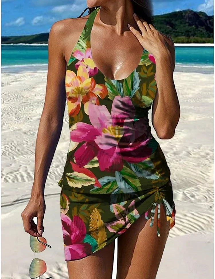 Fiesta – Tankini graphique fleuri avec short, effet ventre plat