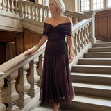 Calen | Robe Midi Décontractée à Épaules Dénudées