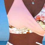 Bikini avec motif floral contrastant et fente
