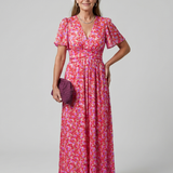 Juna | Robe midi à manches courtes avec imprimé floral délicat