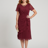 Eira | Robe midi à manches courtes et ourlet superposé