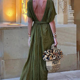 Elena | Robe Maxi avec Fente et Kimono et Tresses