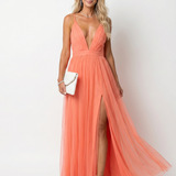 Tia | Robe Maxi Plissée à Décolleté V Profond