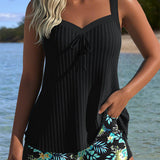 Laluna® | Tankini Rayé avec Short de Plage Deux Pièces