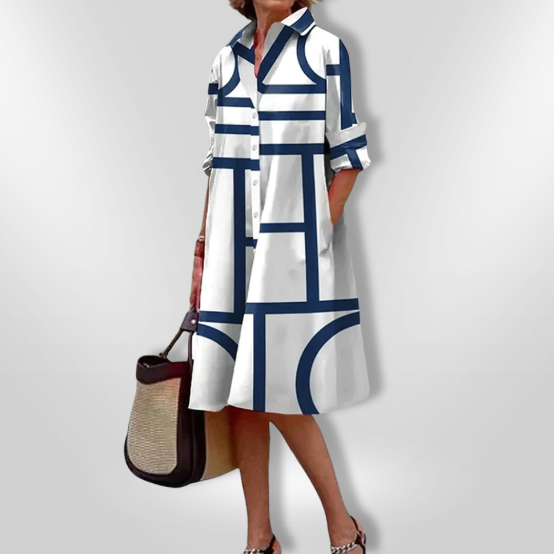 Lena™ | Robe chemise géométrique élégante