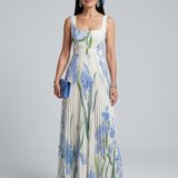 Ophelia | Robe midi sans manches à encolure carrée et imprimé floral