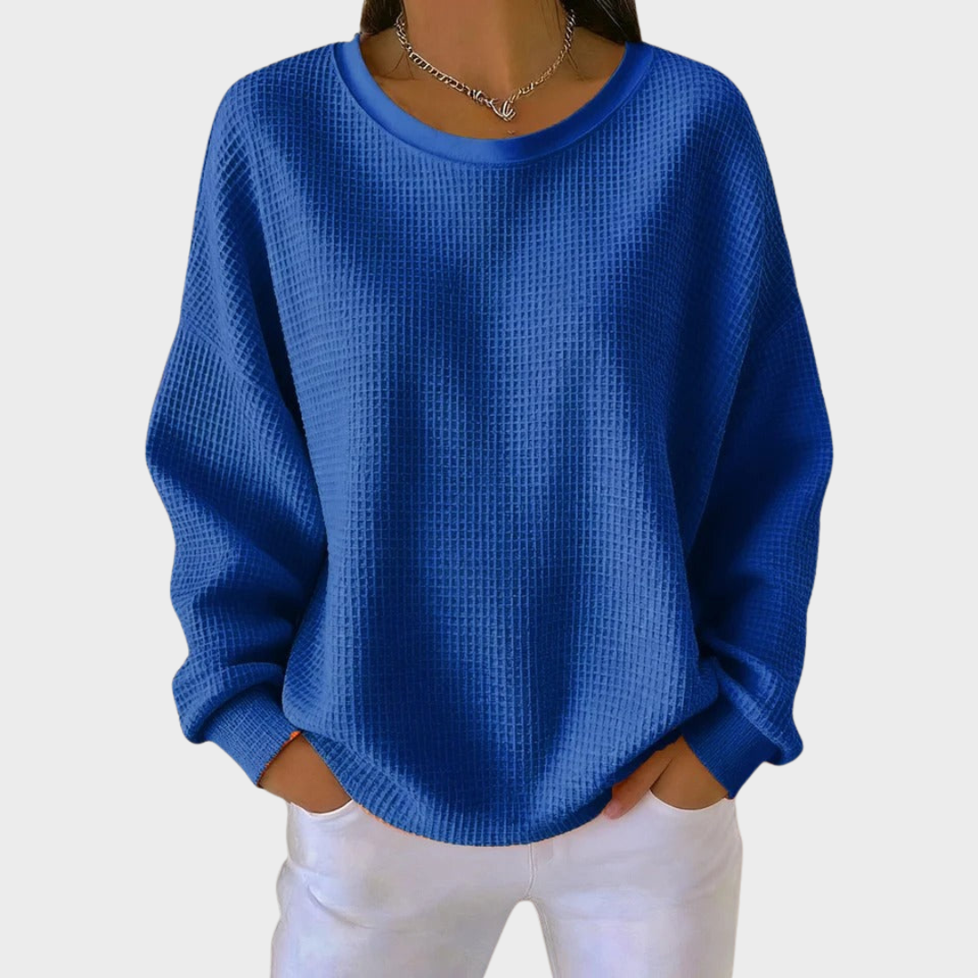 Nora | Pull en Coton Tricoté en Waffle d'Hiver avec Manches Longues