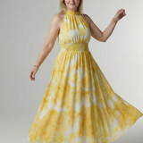 Sylin | Robe Midi à Encolure Halter Froncée