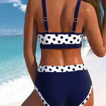 Liesbeth - Bikini à pois taille haute avec design patchwork