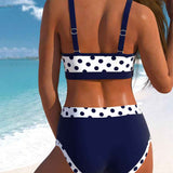 Liesbeth - Bikini à pois taille haute avec design patchwork