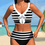 Laluna® | Bikini Rayé Taille Haute