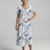 Kael | Robe Midi Imprimée Botanique à Col V