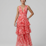 Gala | Robe Midi sans Manches à Décolleté en V Profond avec Motif Peint