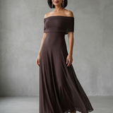 Juin | Robe Midi Drapée à Epaule Dénudée