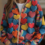 Rosalia™ | Pull en tricot texturé à motifs avec cœurs multicolores