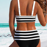 Laluna® | Bikini Rayé Taille Haute