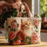 Sac Artisanal - Chat Orange et Roses
