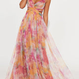 Karen | Robe Maxi Imprimée Fleurie avec Col V