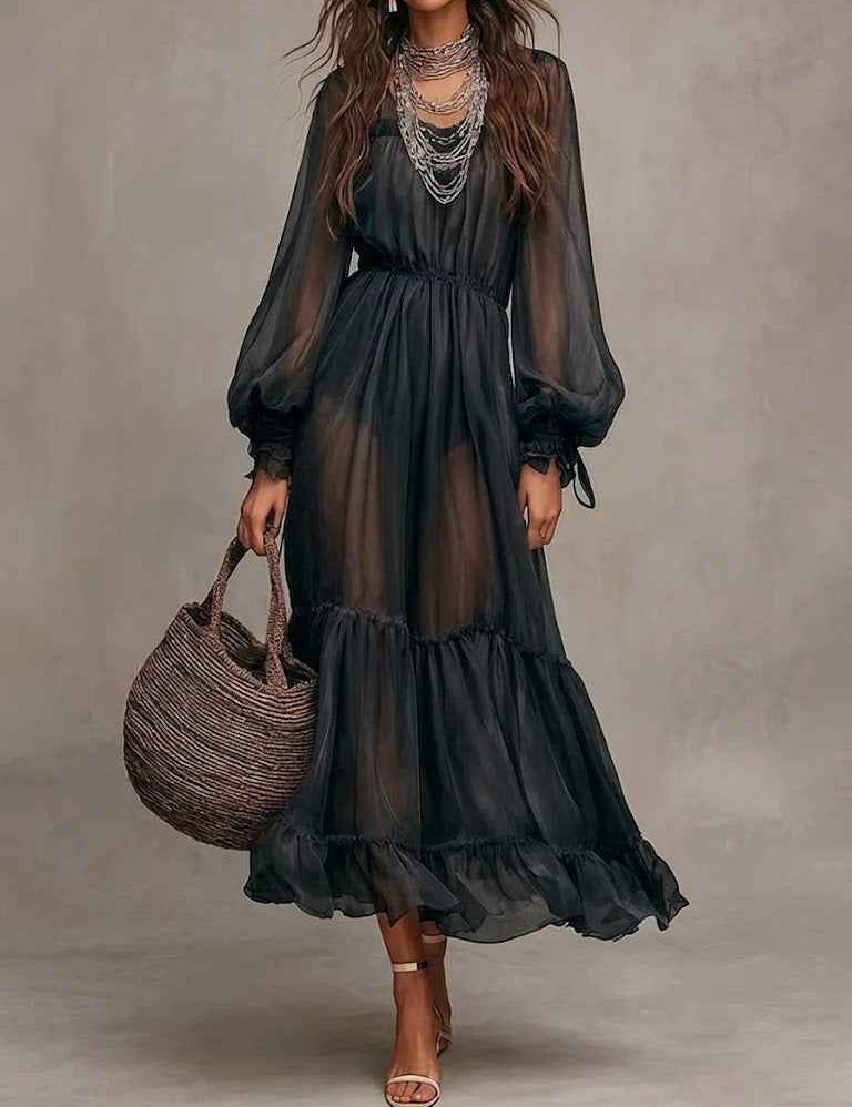 Gerda | Robe Midi Élégante avec Col en V