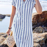 Martine - Robe chemise élégante rayée