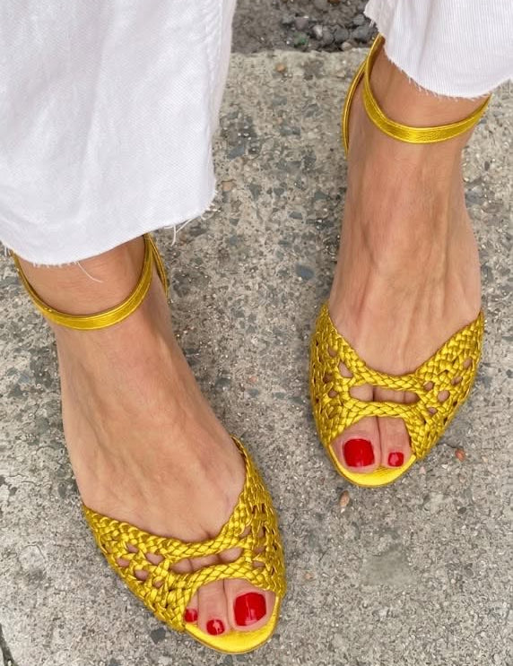 Isadora™ | Sandales Tressées Dorées