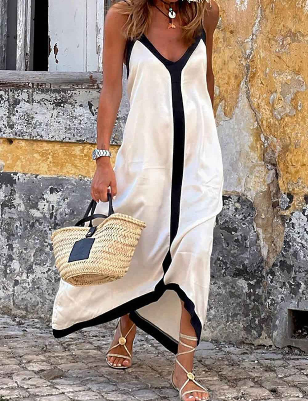 Nancy | Robe Midi Colorblock Style Lavechic Île